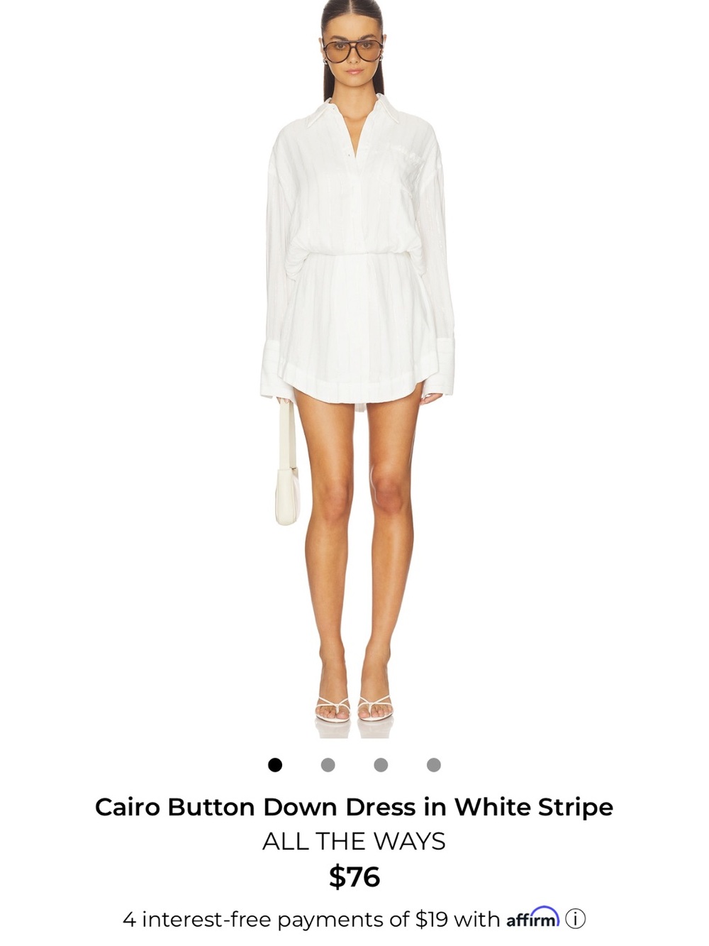 All The Ways White Stripe Long-Sleeve Button-Down Dress
